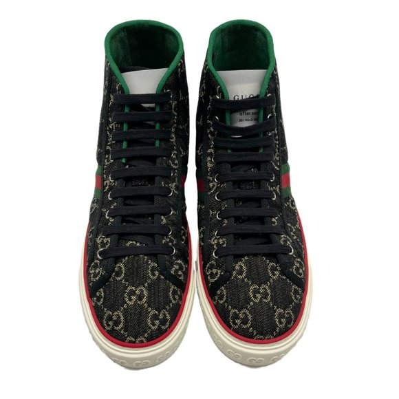 Gucci GG Jacquard Black Denim High-Top Tennis 1977 Men's Sneakers US11 - Picture 10 of 15